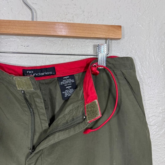 Vtg Y2K No Boundaries Cargo Pants‎ Juniors Large Nylon Baggy Utility Army Grunge - Picture 9 of 14